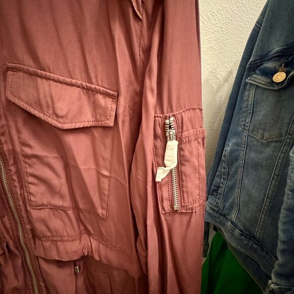 🌸 Express Hooded Utility Jacket | Size L | NWT | Dusty Rose - Picture 5 of 7